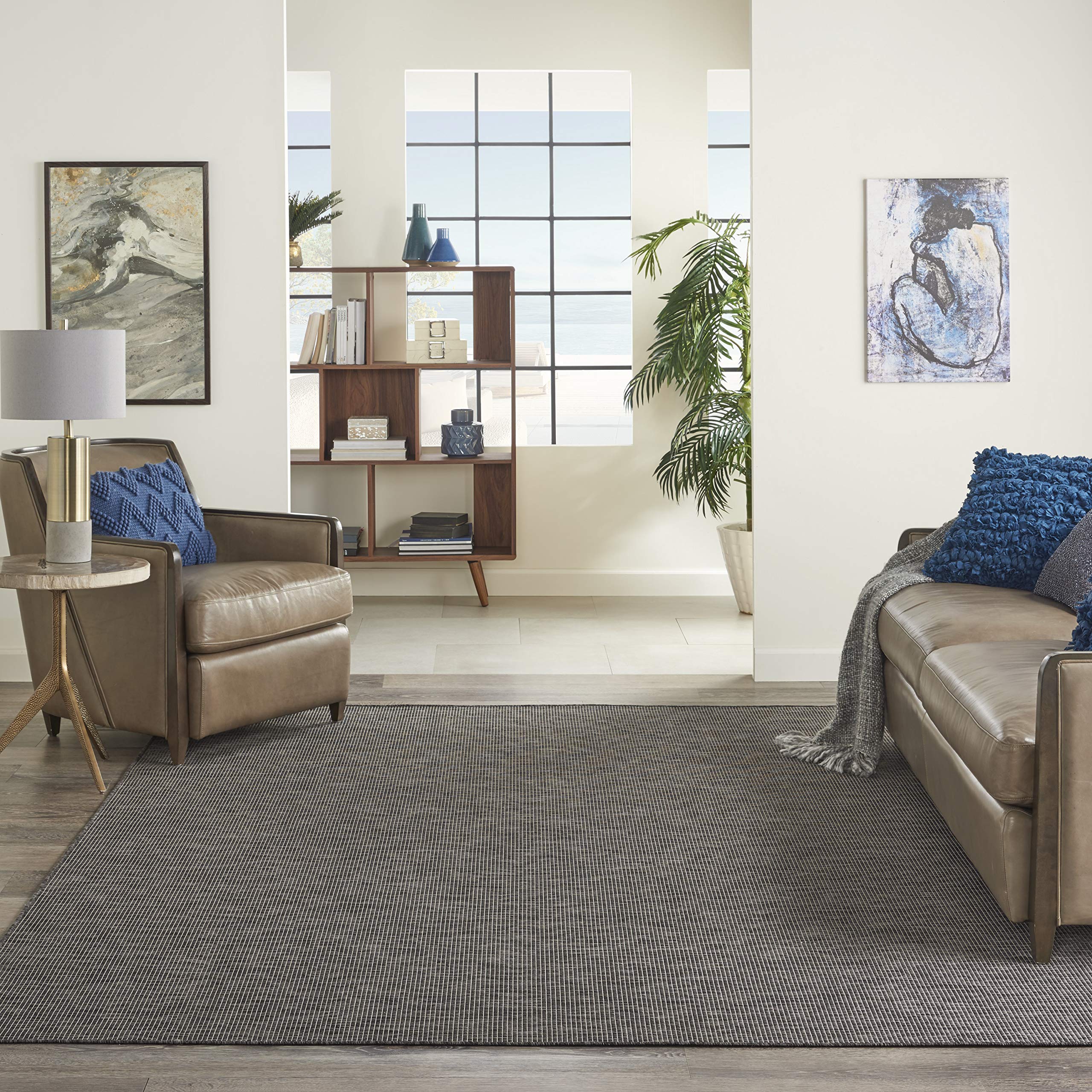 Nourison Home Positano 12 Runner Charcoal Fabric Modern Area Rug (12 Runner)