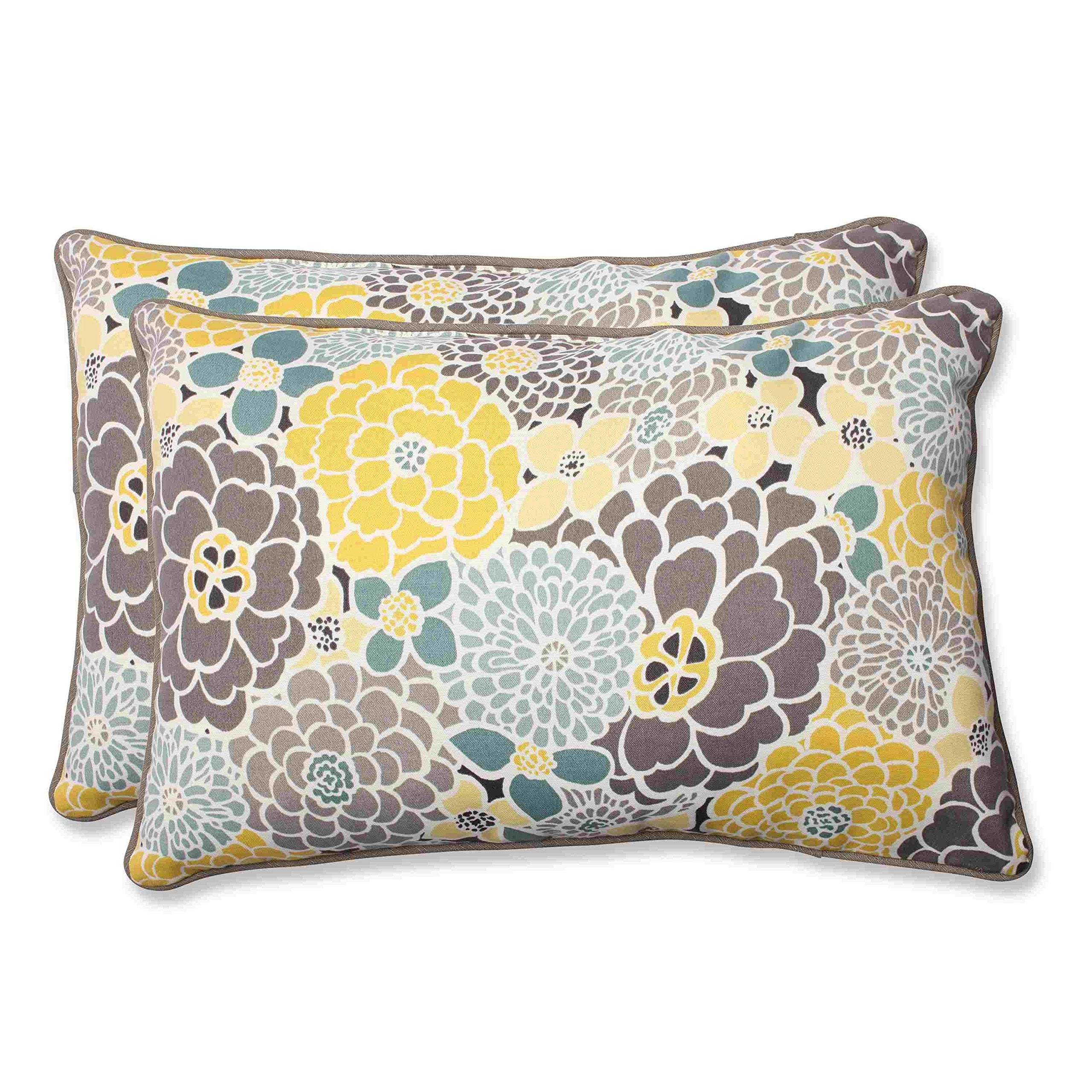Pillow Perfect Bright Floral Indoor/Outdoor Accent Throw Pillow, Plush Fill, Weather, and Fade Resistant, Large Lumbar - 16.5 x 
