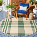 SAFAVIEH Courtyard Collection 4 Round Green/Beige CY6201 Indoor/Outdoor Non-Shedding Easy Cleaning Patio Backyard Porch Deck Mu