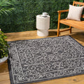 JONATHAN Y SMB106G-8SQ Charleston Vintage Filigree Textured Weave Black/Gray 8 Square Indoor/Outdoor Area Rug, Pet Friendly, No