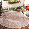 SAFAVIEH Courtyard Collection 710 Round Light Beige/Terracotta CY8734 Indoor/ Outdoor Waterproof Easy Cleaning Patio Backyard M