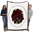 Pure Country Weavers Bundle of Red Roses Blanket - Those We Love Dont Go Away Blanket - Sympathy Bereavement Gift Tapestry Thro