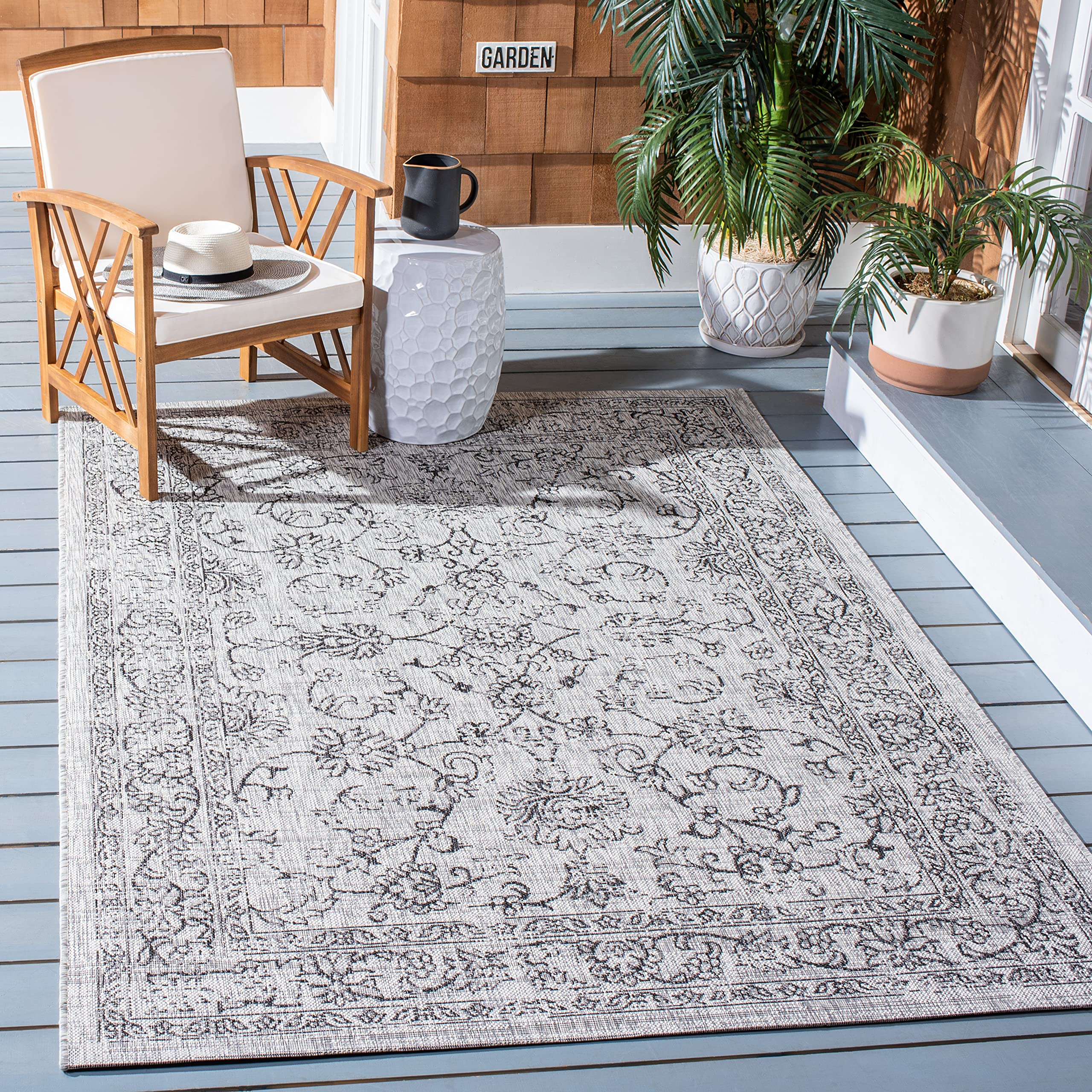 SAFAVIEH Courtyard Collection 27 x 5 Grey/Black CY8680 Indoor/ Outside Waterproof Easy cleansingPatio Backyard Mudroom Area Ma
