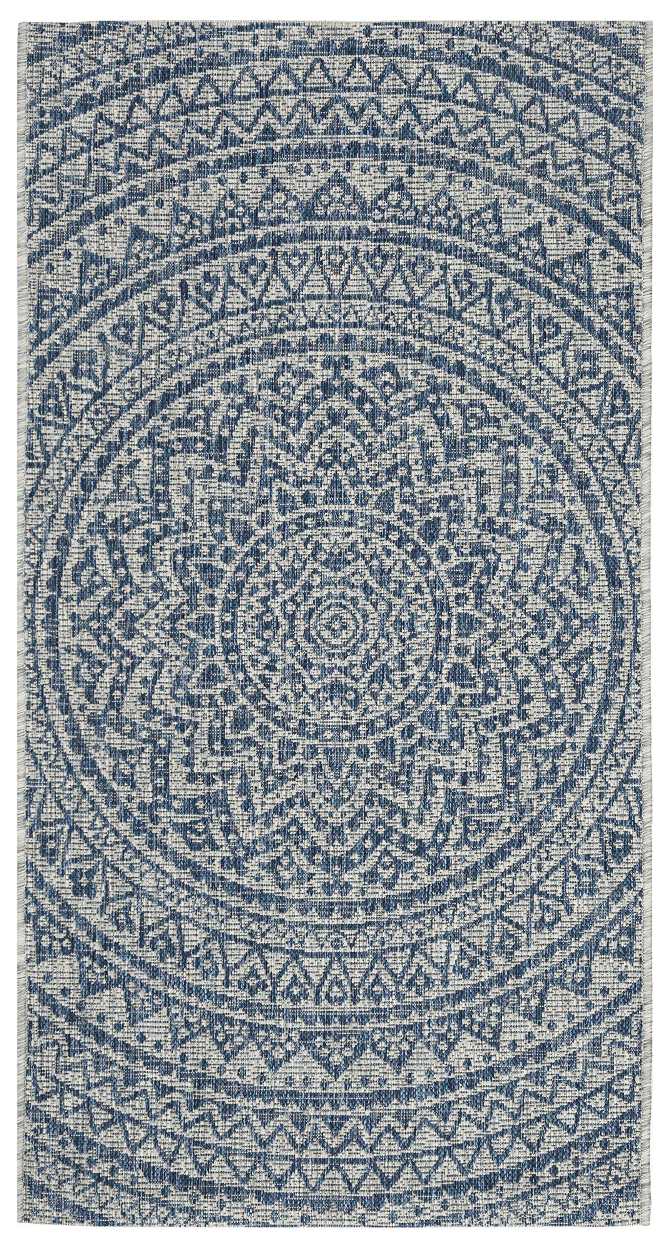 SAFAVIEH Courtyard Collection Accent Rug - 23 x 5, Light Grey & Blue, Non-Shedding & Easy Care, Indoor/Outdoor & Washable-Idea