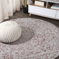 JONATHAN Y SMB105A-4R Estrella Bohemian Medallion Textured Weave Red/Taupe 4 Round Indoor/Outdoor Area Rug, Pet Friendly, Non-S