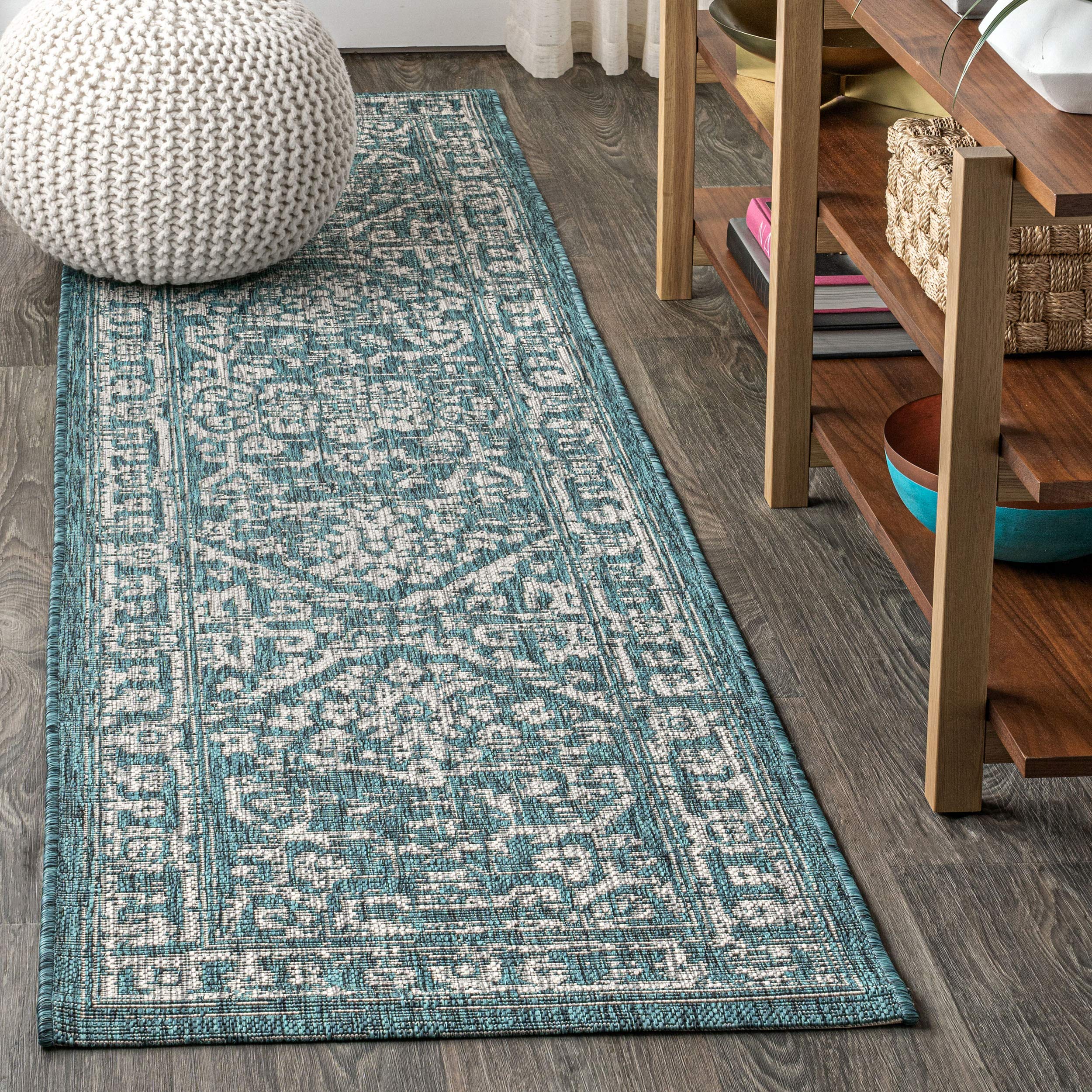 JONATHAN Y SMB104B-210 Malta Bohemian Medallion Textured Weave Indoor/Outdoor 2 ft. x 10 ft. Runner Rug, Coastal, Traditional, T