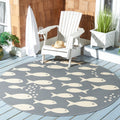 SAFAVIEH Courtyard Collection 53 Round Dark Grey/Beige CY6012 Indoor/ Outdoor Waterproof Easy Cleaning Patio Backyard Mudroom A
