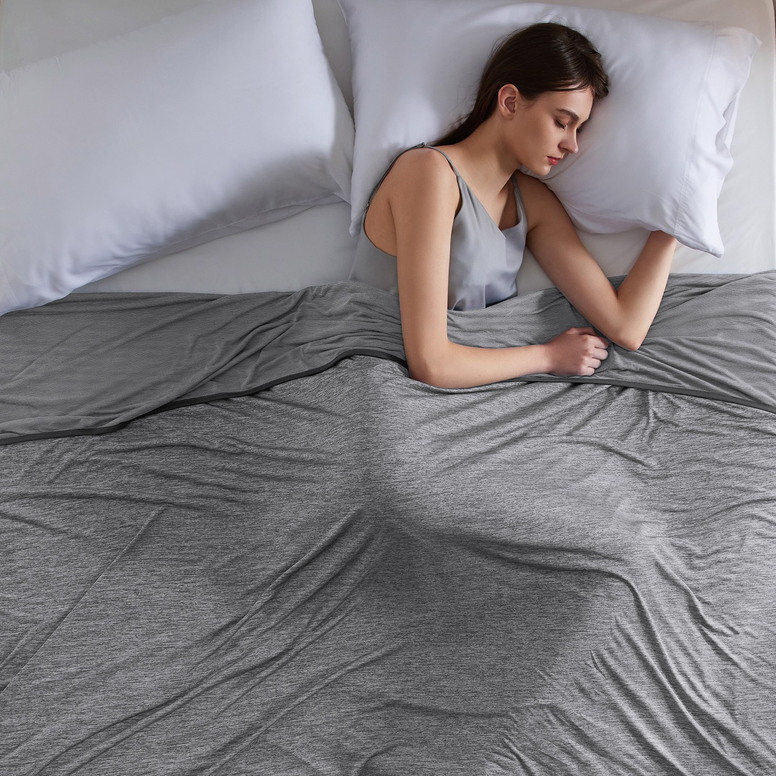 Bedsure Cooling Blanket King Size for Hot Sleepers - Summer Blanket King Size Cold Bed Cool Arc-Chill Thin Ice Cooled Grey Beddi