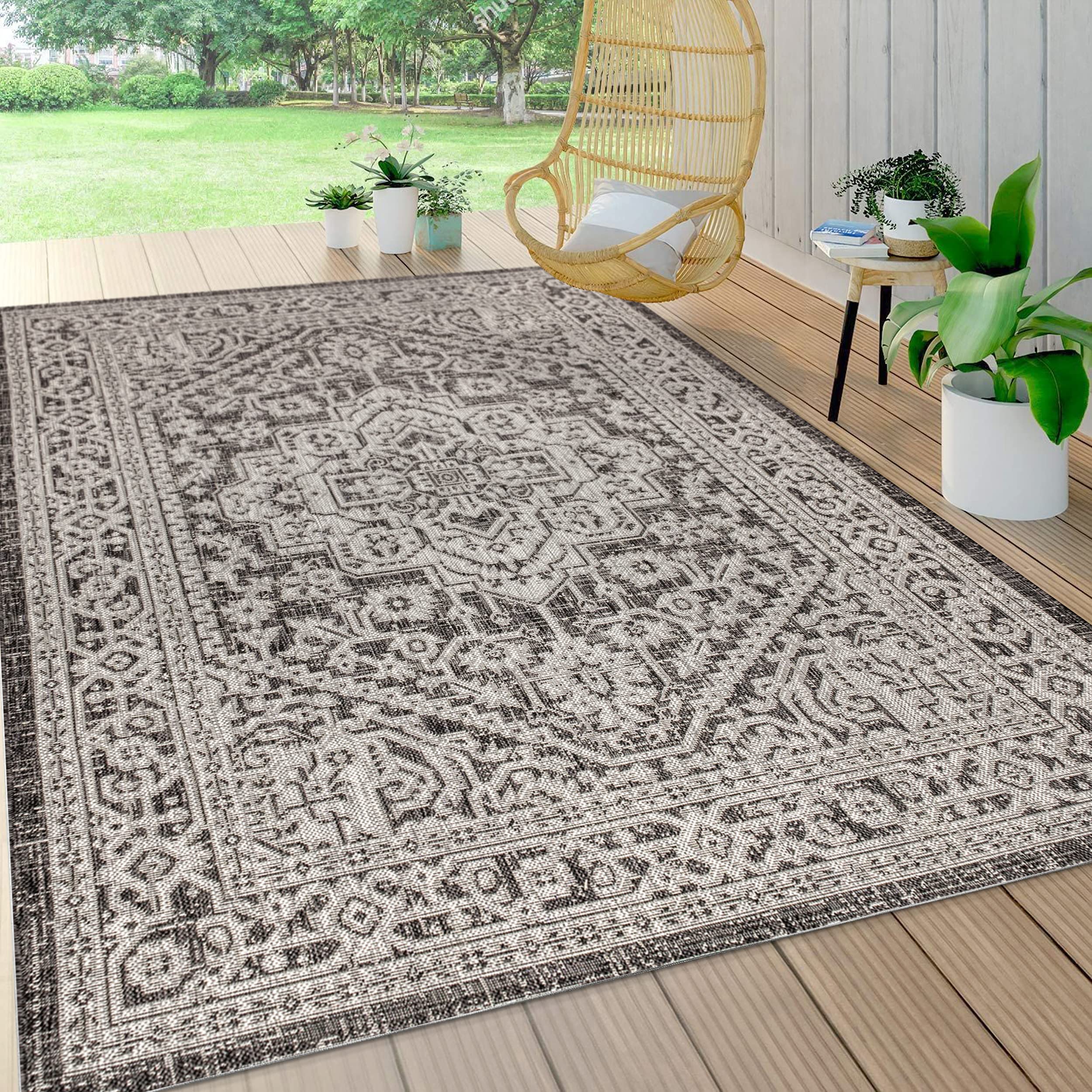JONATHAN Y SMB101D-9 Sinjuri Medallion Textured Weave Indoor Outdoor Area Rug Coastal Bohemian Rustic Glam Easy Cleaning Bedroom