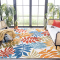 SAFAVIEH Cabana Collection Area Rug - 53 x 76, Creme & Red, Botanical Design, Non-Shedding & Easy Care, Indoor/Outdoor & Washa