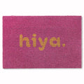 TOWN & COUNTRY TERRA Hiya Painted Welcome Door Mat, Natural Coir, Heavyweight, Non-Slip Entryway Mat, Purple, 18x30