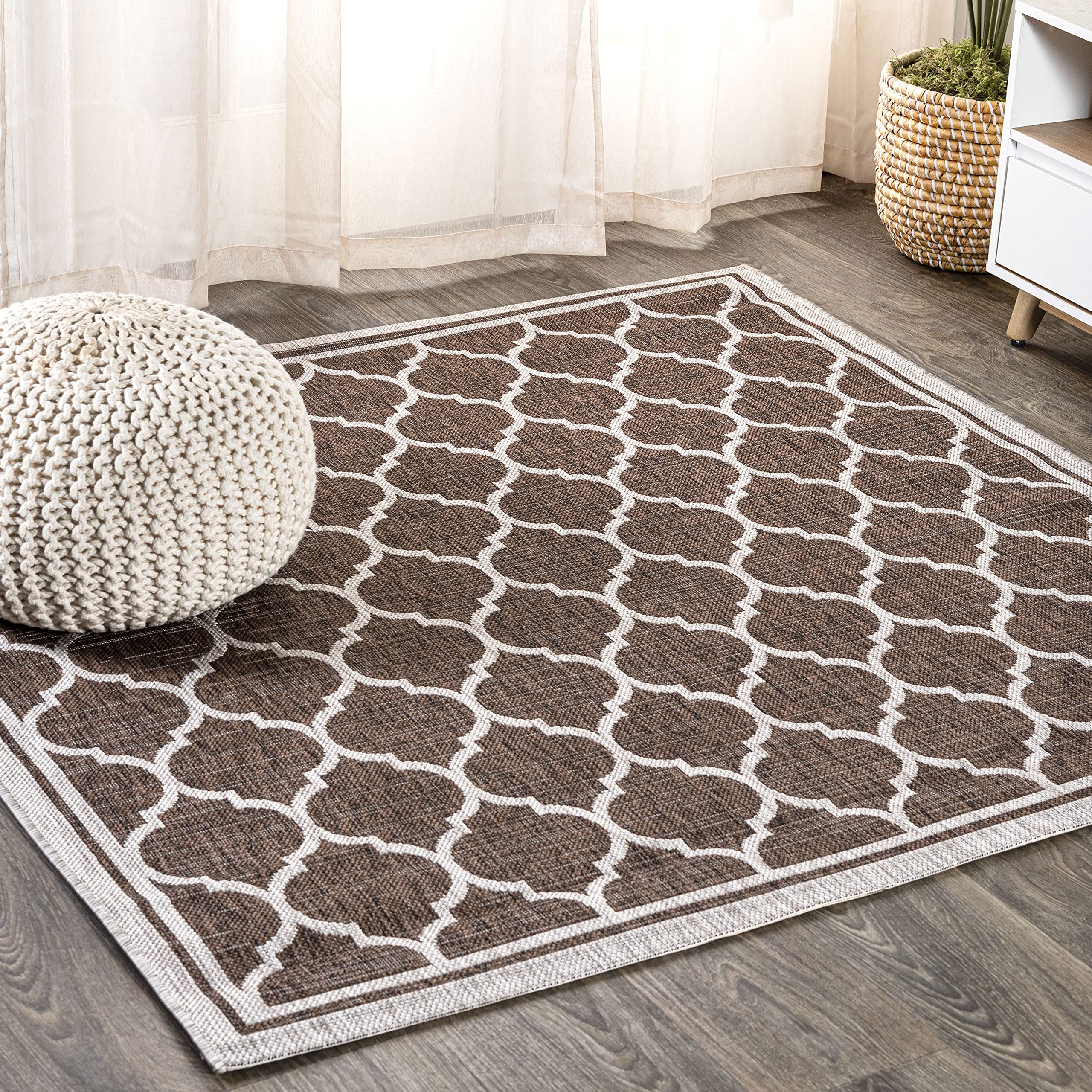 JONATHAN Y SMB109B-4SQ Trebol Moroccan Trellis Textured Weave Indoor/Outdoor Area Rug, Modern, Bohemian, Contemporary for Bedroo