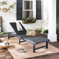 SAFAVIEH Outdoor Collection Manteca Dark Slate Grey Solid Wood/Dark Grey Texline Fabric Adjustable Chaise Lounge Chair (PAT6708K