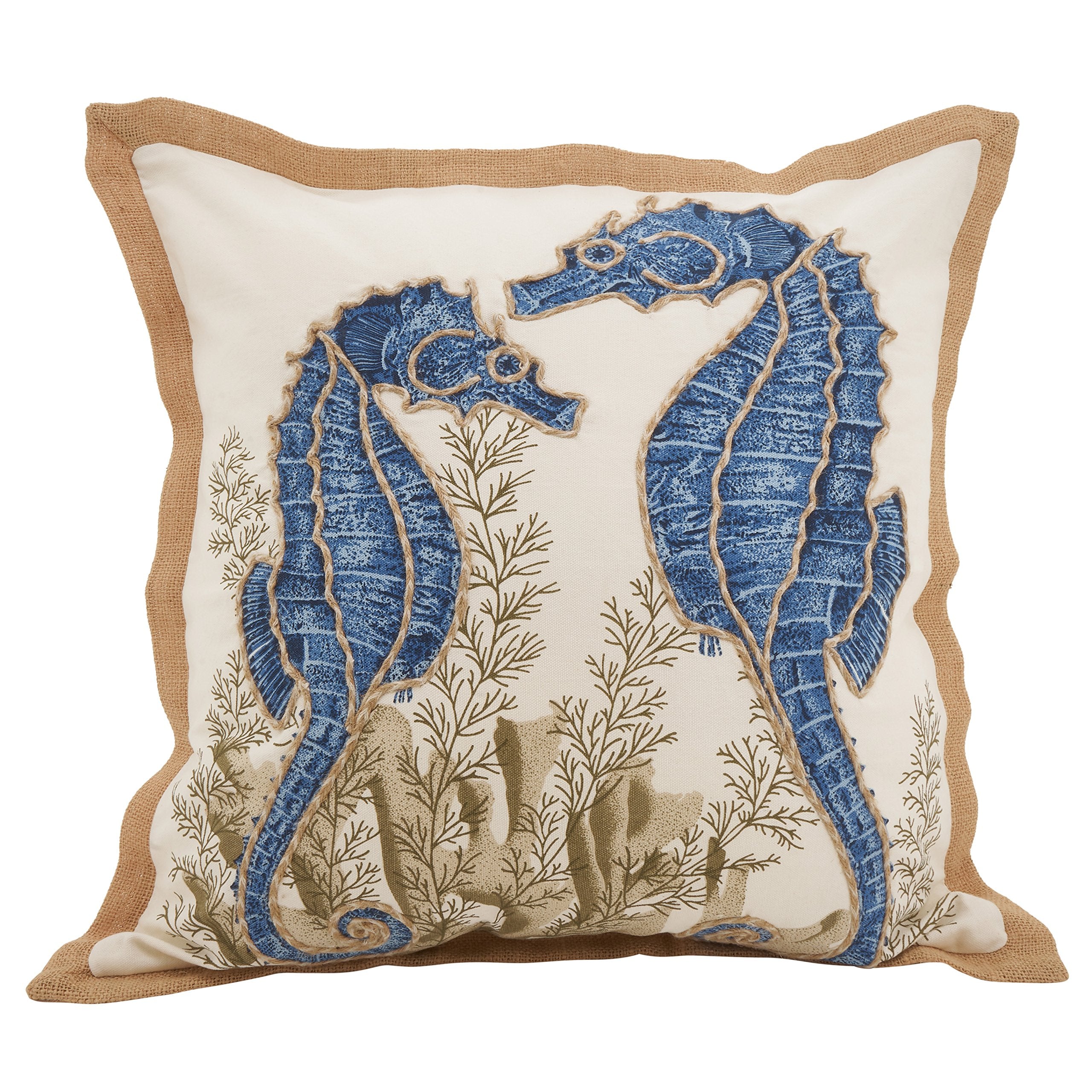 SARO LIFESTYLE Neptunian Collection Cotton Throw Pillow, 20, Seahorse