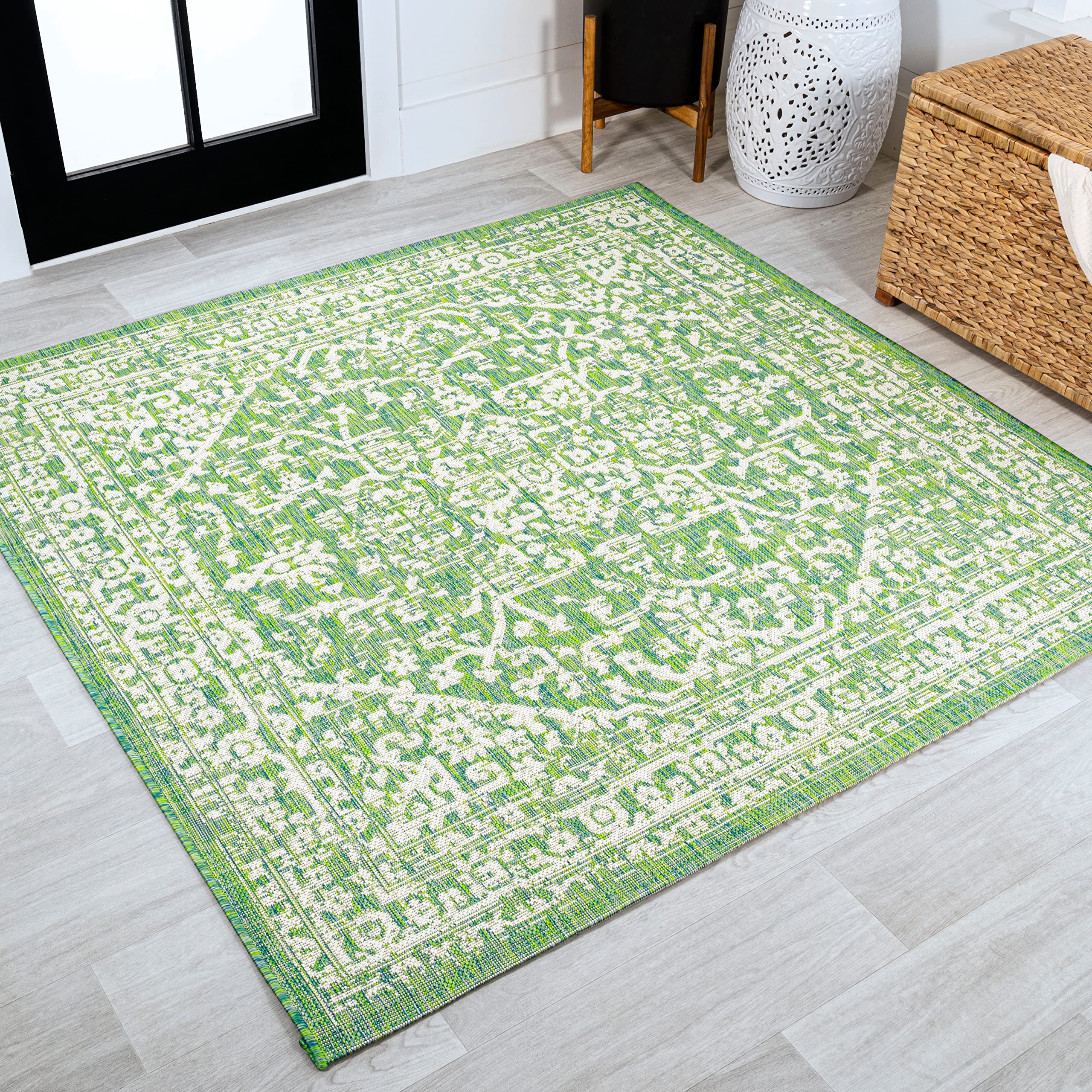 JONATHAN Y SMB104F-5SQ Malta Bohemian Medallion Textured Weave Indoor Outdoor Area Rug, Coastal,Traditional,Transitional Easy Cl