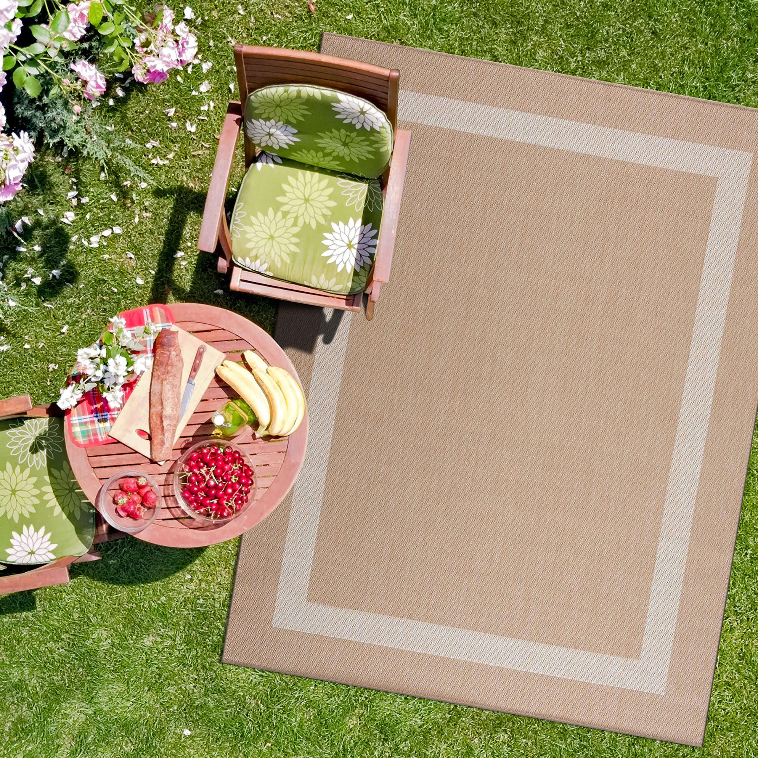 CAMILSON Outdoor Rug - Modern Area Rugs for Indoor and Outdoor patios, Kitchen and Hallway mats - Washable Outside Carpet (9x12,