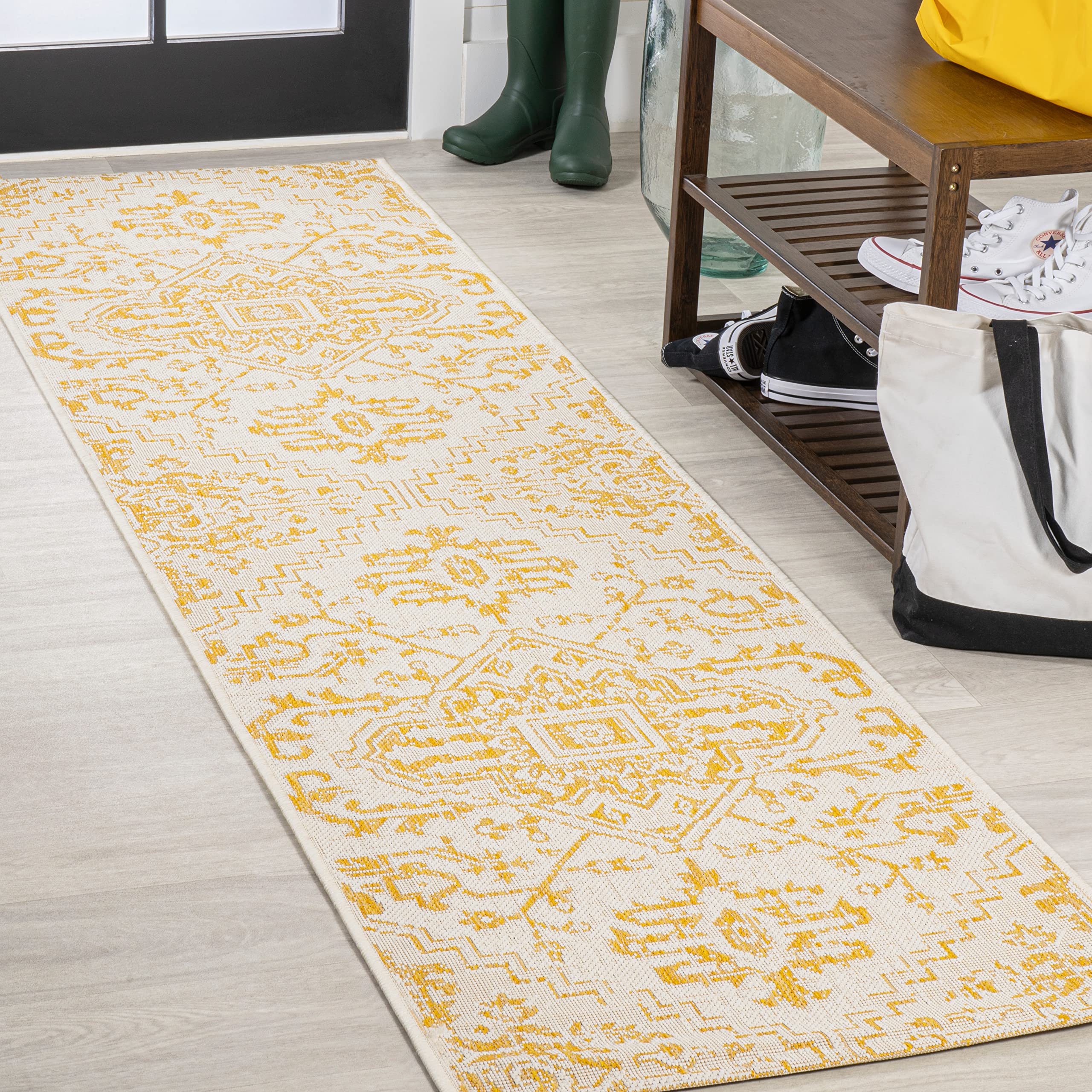 JONATHAN Y SMB105H-5 Estrella Bohemian Medallion Textured Weave Indoor Outdoor Area-Rug, Coastal Traditional Easy-Cleaning,Bedro