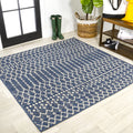 JONATHAN Y SMB108K-8SQ Ourika Moroccan Geometric Textured Weave Navy/Beige 8 Square Indoor/Outdoor Area Rug, Pet Friendly, Non-