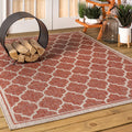 JONATHAN Y SMB109C-6 Trebol Moroccan Trellis Textured Weave Red/Beige 6 ft. x 9 ft. Indoor/Outdoor Area Rug, Pet Friendly, Non-S