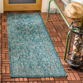 SAFAVIEH Courtyard Collection Runner Rug - 23 x 12, Turquoise, Non-Shedding & Easy Care, Indoor/Outdoor & Washable-Ideal for P