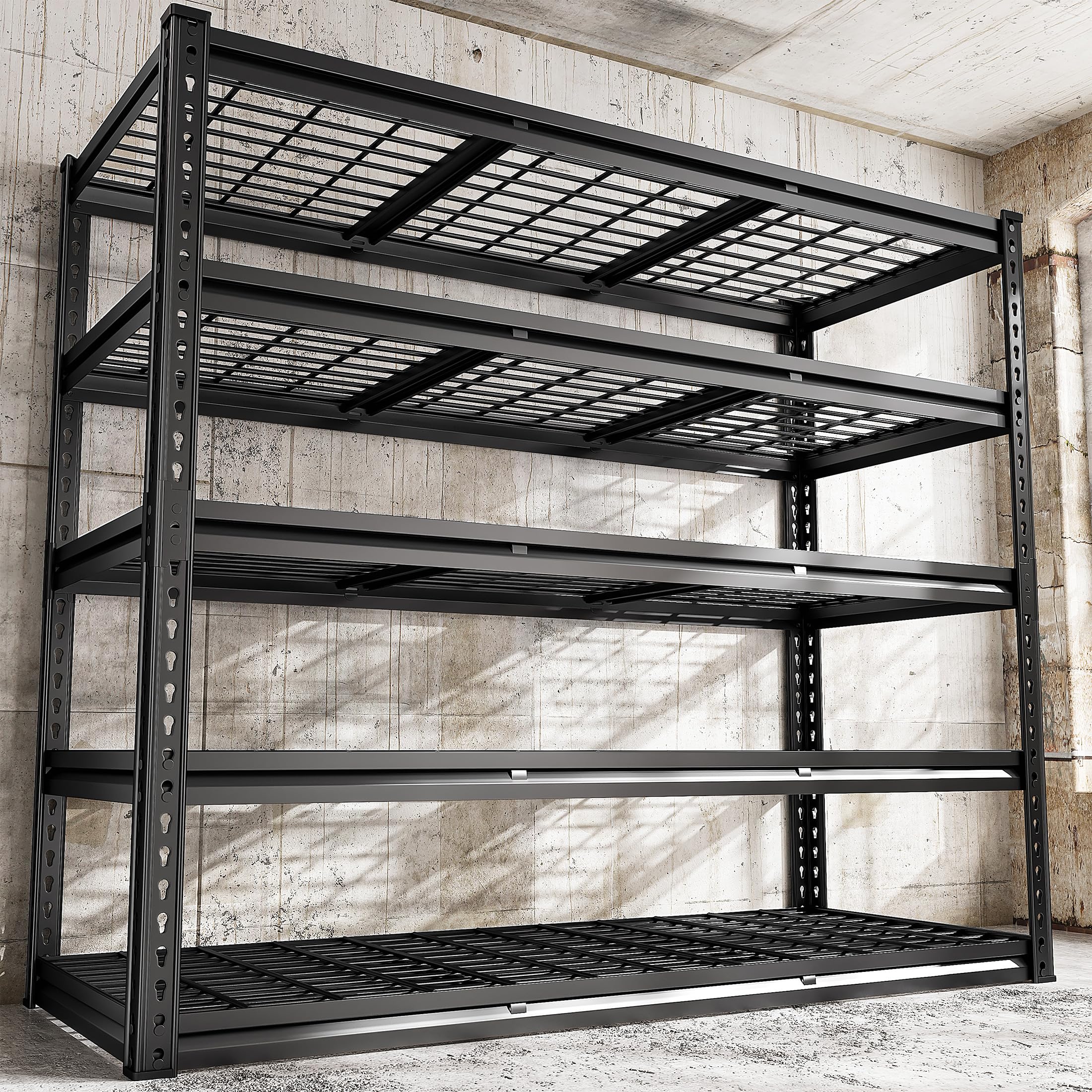 REIBII 48  W Garage Shelving 3000LBS Metal Shelving Heavy Duty Storage Shelves Adjustable Metal Shelf Industrial Pantry Shelves 