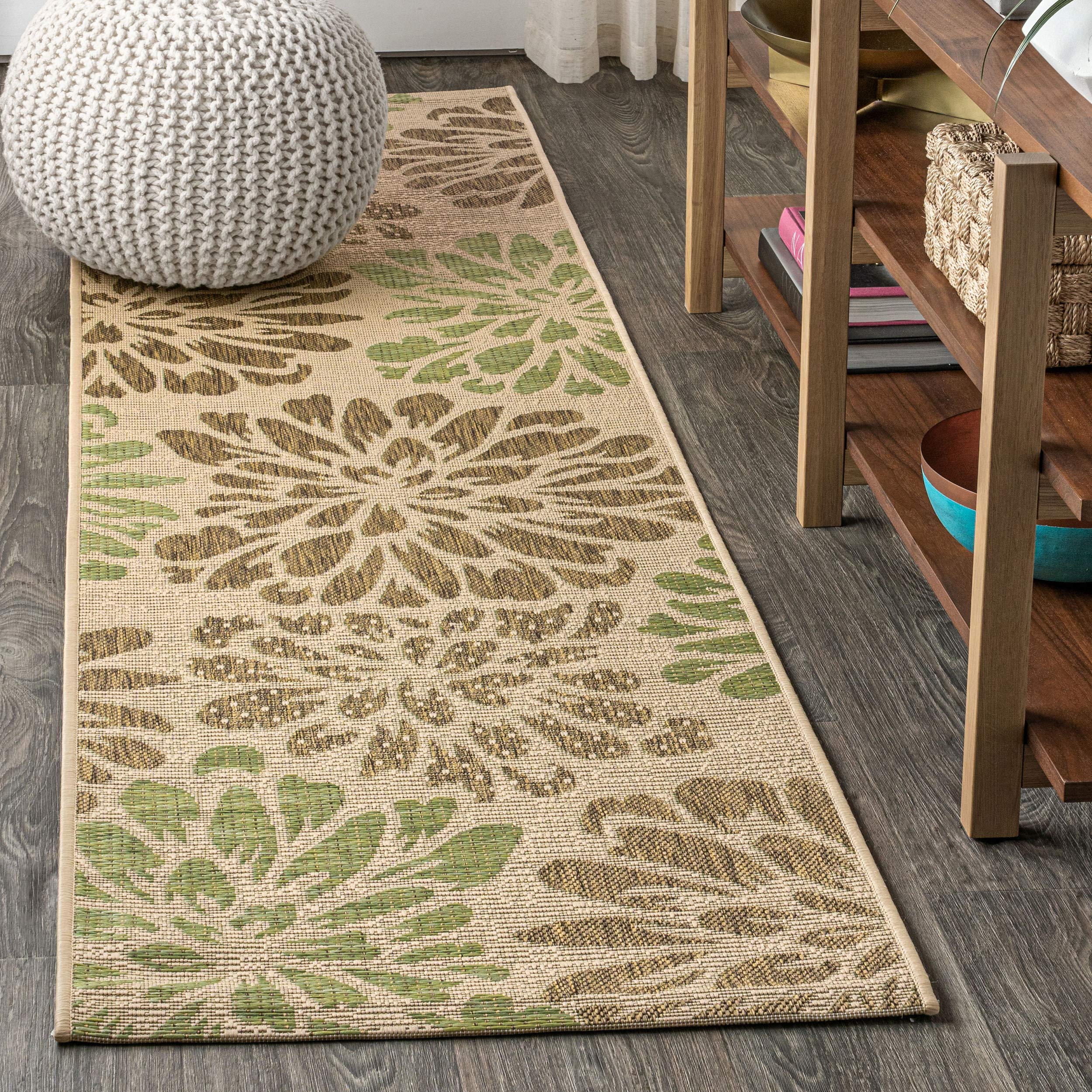 JONATHAN Y SMB110A-5SQ Zinnia Modern Floral Textured Weave Indoor Outdoor Area Rug Bohemian Coastal Easy Cleaning Bedroom Kitche