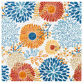 SAFAVIEH Cabana Collection Area Rug - 67 Square, Creme & Red, Floral Design, Non-Shedding & Easy Care, Indoor/Outdoor & Washabl