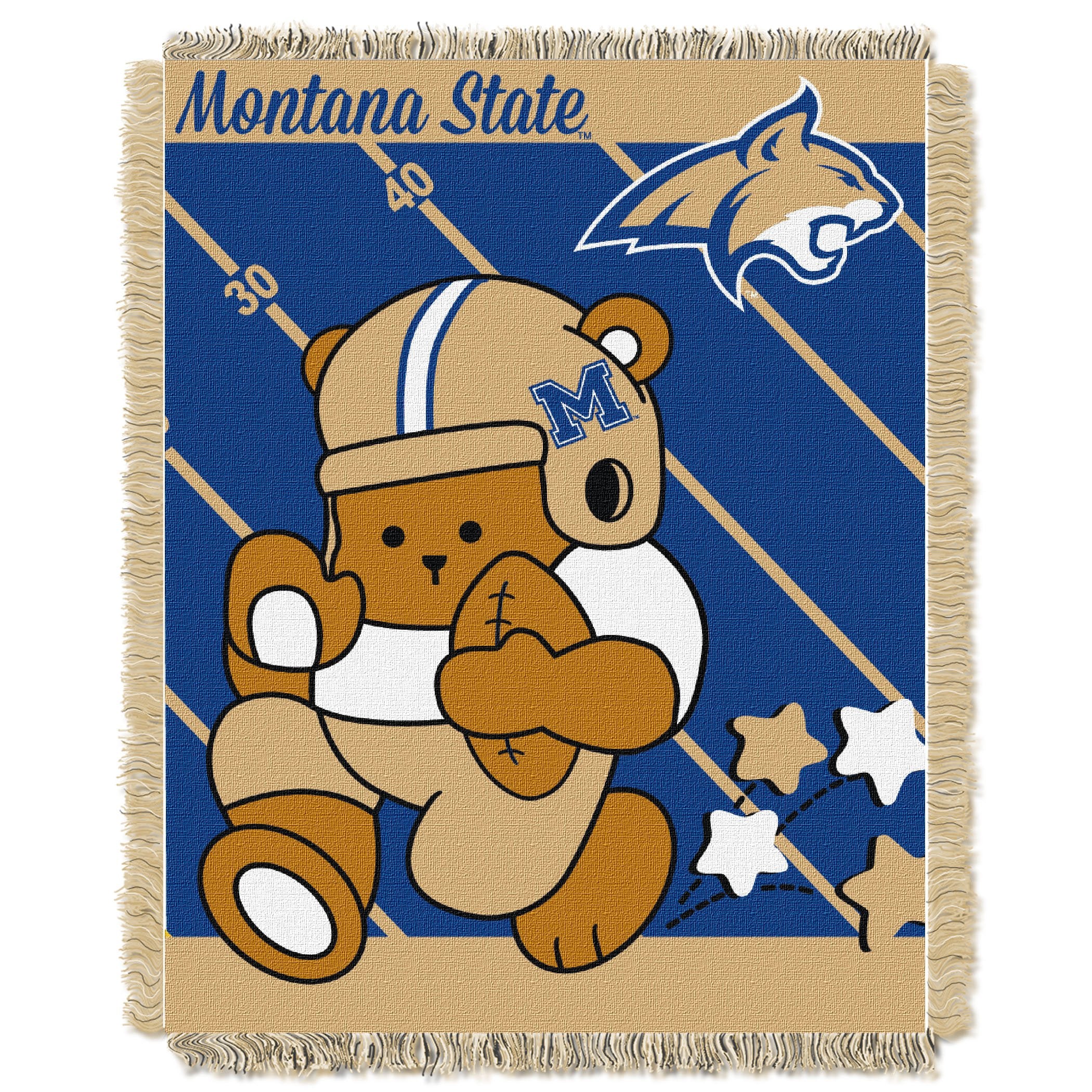 Northwest Officially Licensed NCAA Montana State Bobcats Fullback Jacquard Baby Throw Blanket, 36 x 46, Multi Color