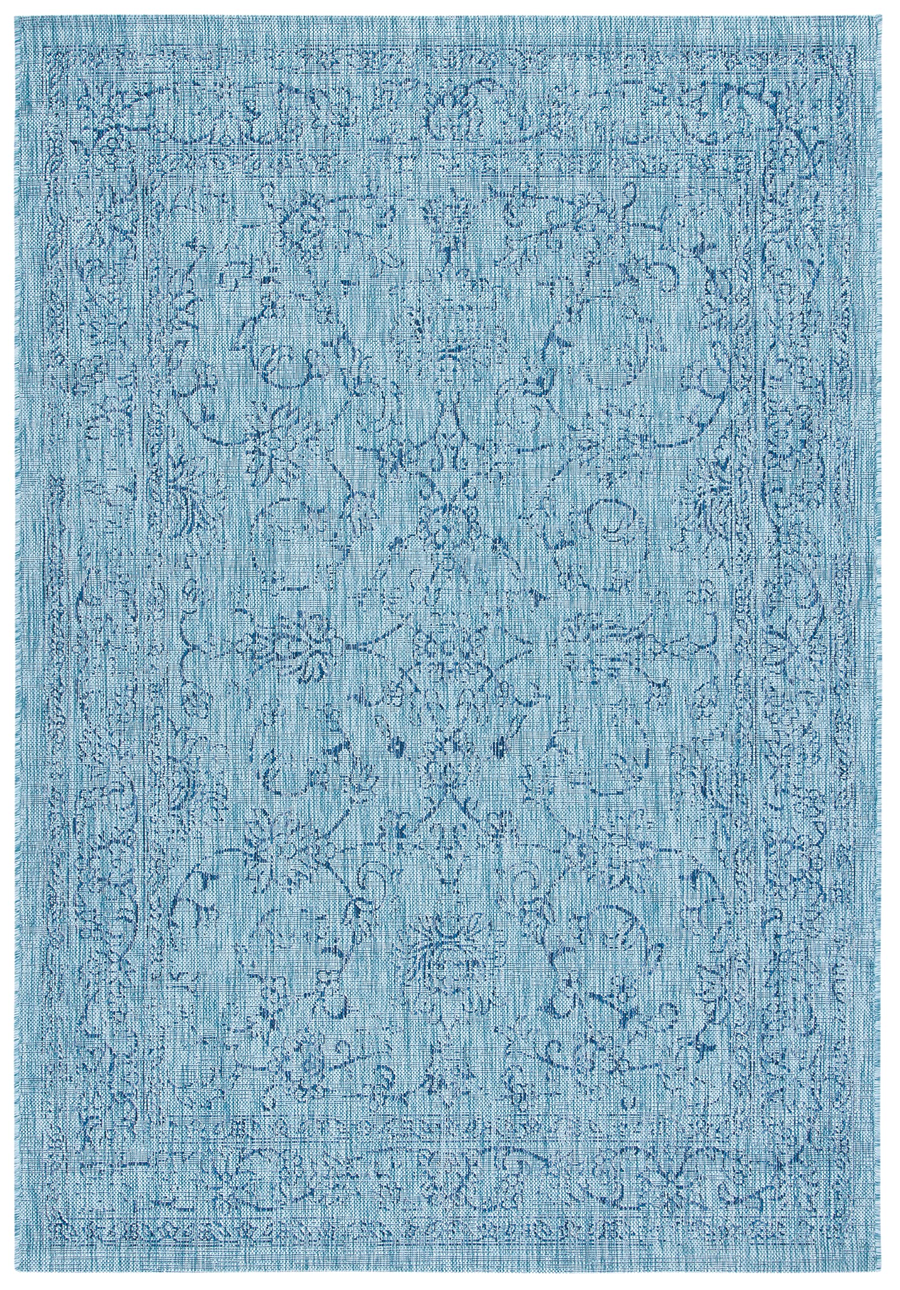 SAFAVIEH Courtyard Collection 2 x 37 Aqua/Navy CY8680 Indoor/ Outside Waterproof Easy cleansingPatio Backyard Mudroom Accent M