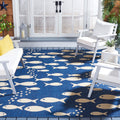 Safavieh Courtyard Collection 71 Square Navy/Beige CY6012 Indoor/Outdoor Waterproof Easy Cleaning Patio Backyard Mudroom Area R