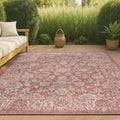 JONATHAN Y Weave Floral Indoor Outdoor Area Rug 8X10 Red/Taupe, Tela Bohemian Textured for Backyard, Patio, Porch, Easy-Cleaning