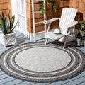 SAFAVIEH Courtyard Collection 4 Round Light Grey/Black CY8475 Indoor/Outdoor Non-Shedding Easy Cleaning Patio Backyard Porch De