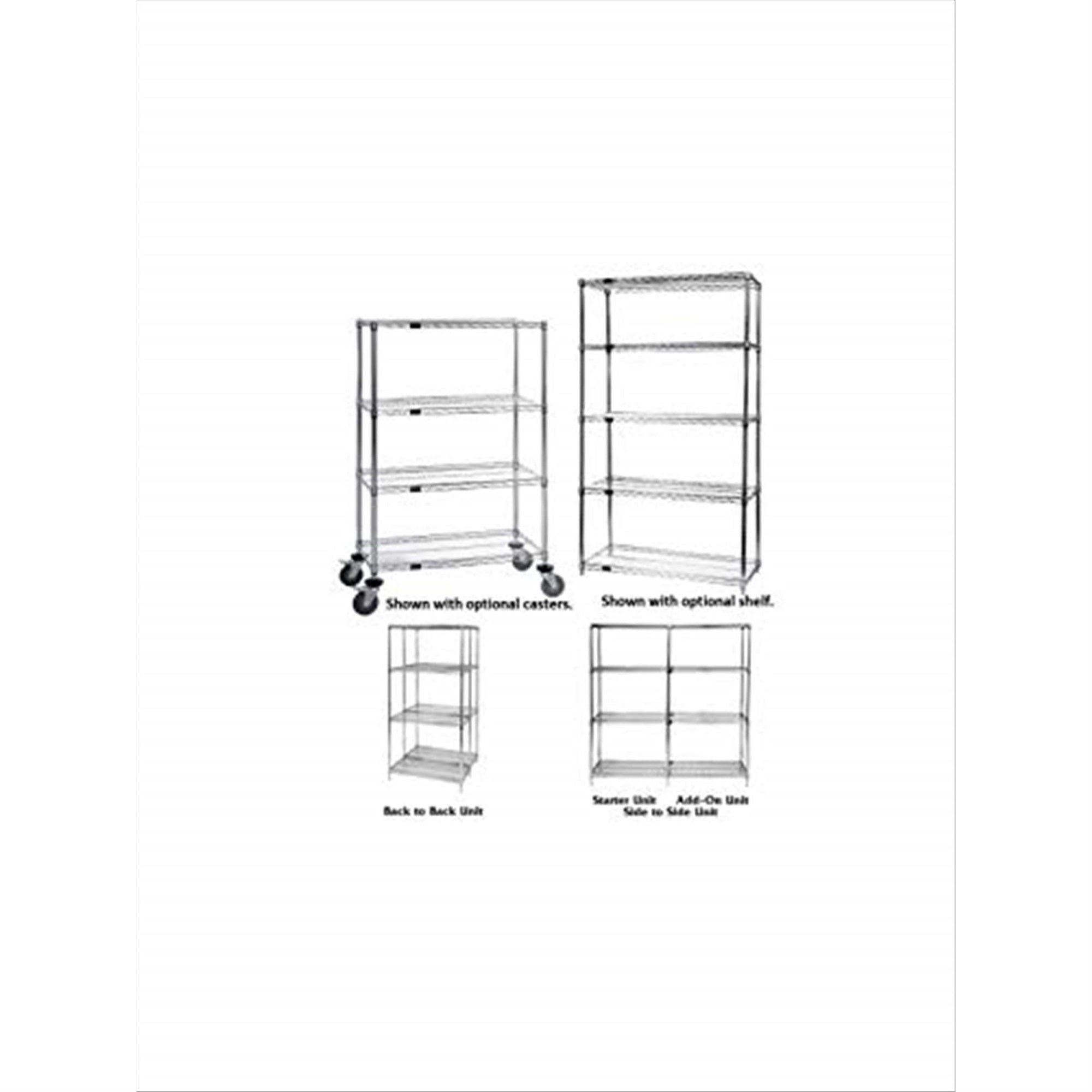 Quantum Storage Systems AD74-1242C Add-On Kit for 74 High 4-Tier Wire Shelving Unit, Chrome Finish, 12 Width x 42 Length x 74 He