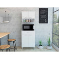 TUHOME Della 60 Pantry, Three Shelves, One Drawer, Countertop, Four Legs, Two Double Door Cabinets -White, For Kitchen Room