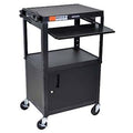 Luxor Adjustable Height Black Metal A/V Cart w/ Pullout Keyboard Tray and Cabinet
