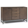 Banting SOLID HARDWOOD and Metal 60 inchWideRectangle Industrial Sideboard with Centre Drawers in Walnut Brown