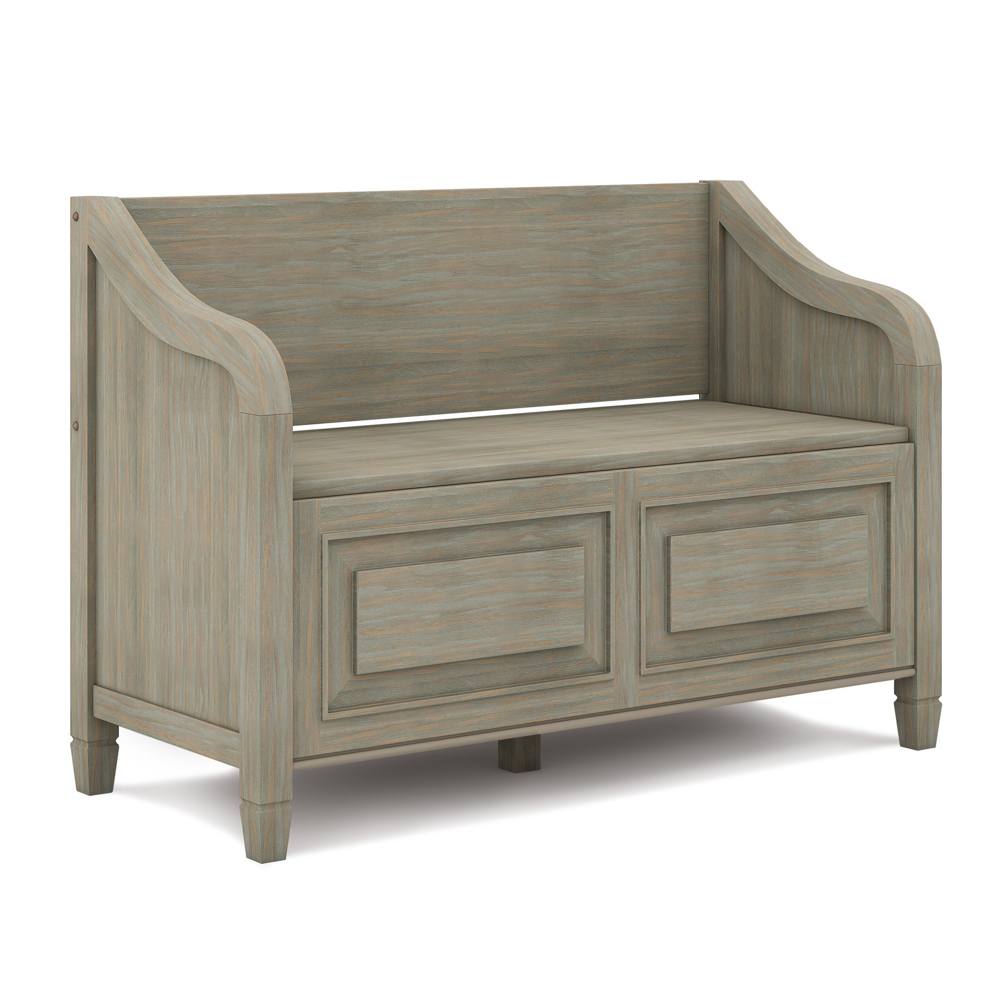 Connaught SOLID WOOD 42 inch Wide Traditional Entryway Storage Bench in Distressed Grey