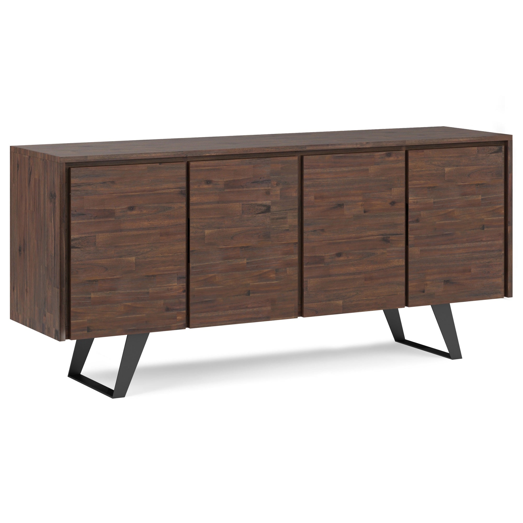 Lowry Large 4 Door Sideboard Buffet in Distressed Charcoal Brown