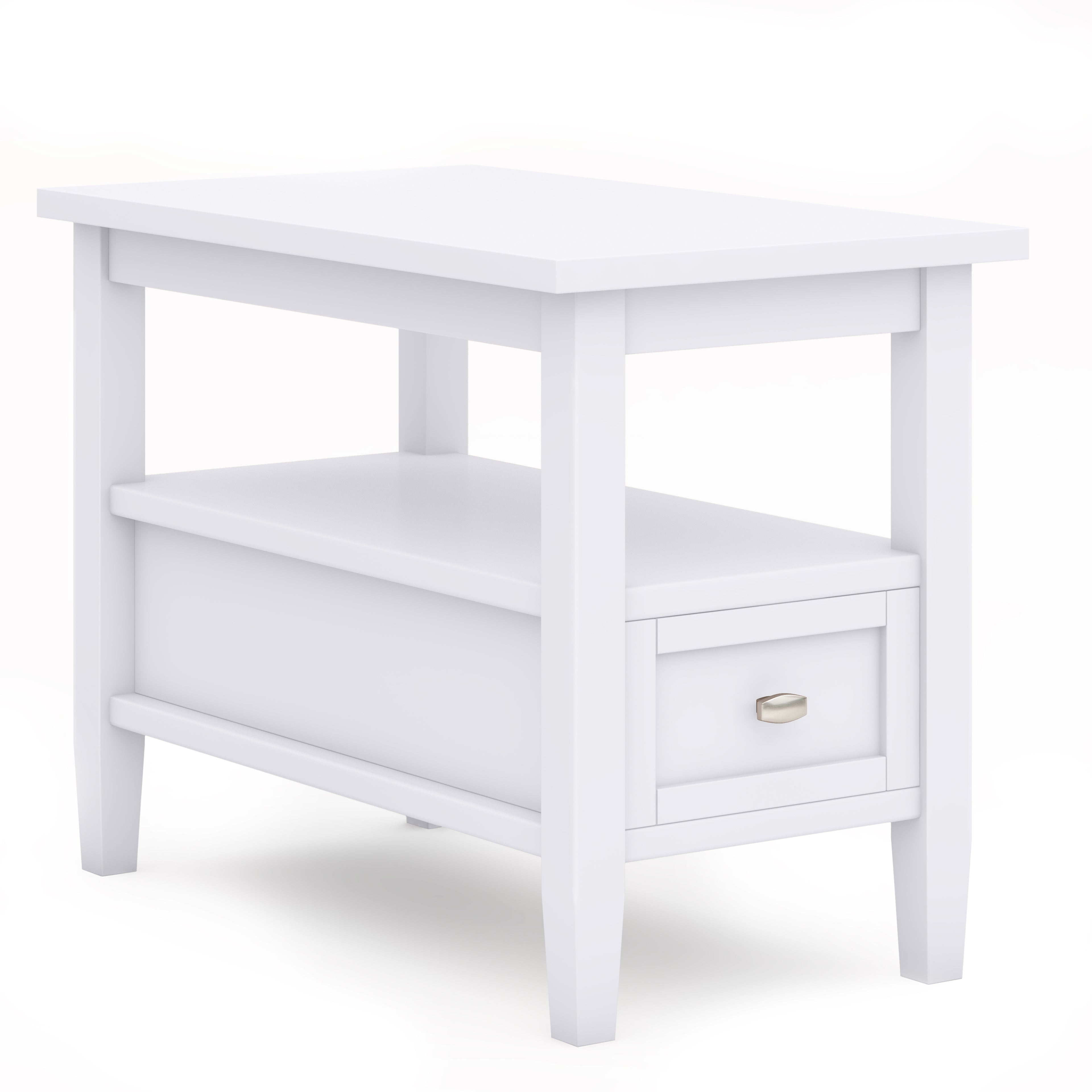 Warm Shaker SOLID WOOD Narrow Side Table in White