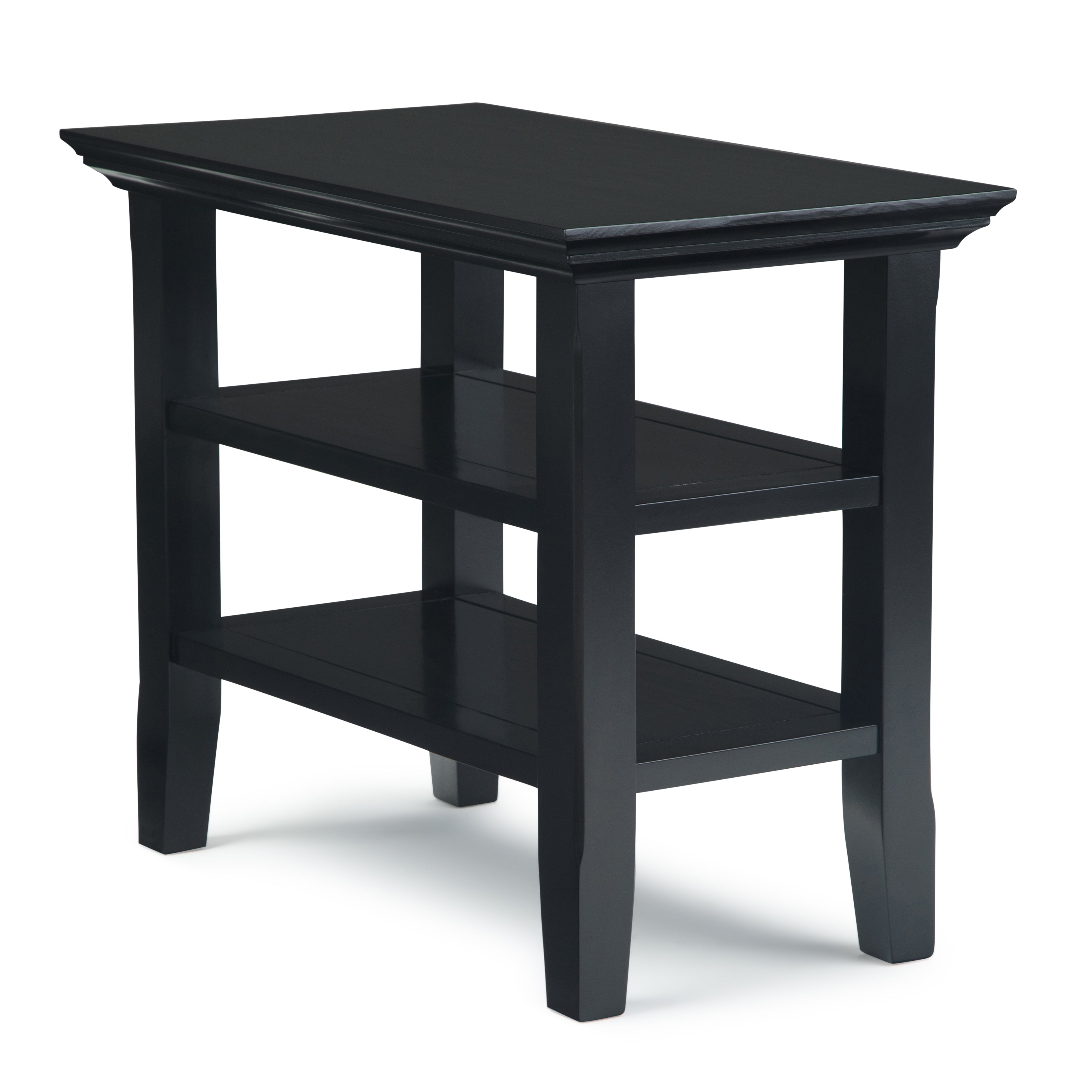 Acadian SOLID WOOD 14 inch Wide Rectangle Transitional Narrow Side Table in Black