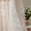 Bujasso Pink Sheer Lace Curtains 63 inch Vintage Floral Sheer Window Curtain Panels for Living Room Girls Bedroom Scalloped Ligh