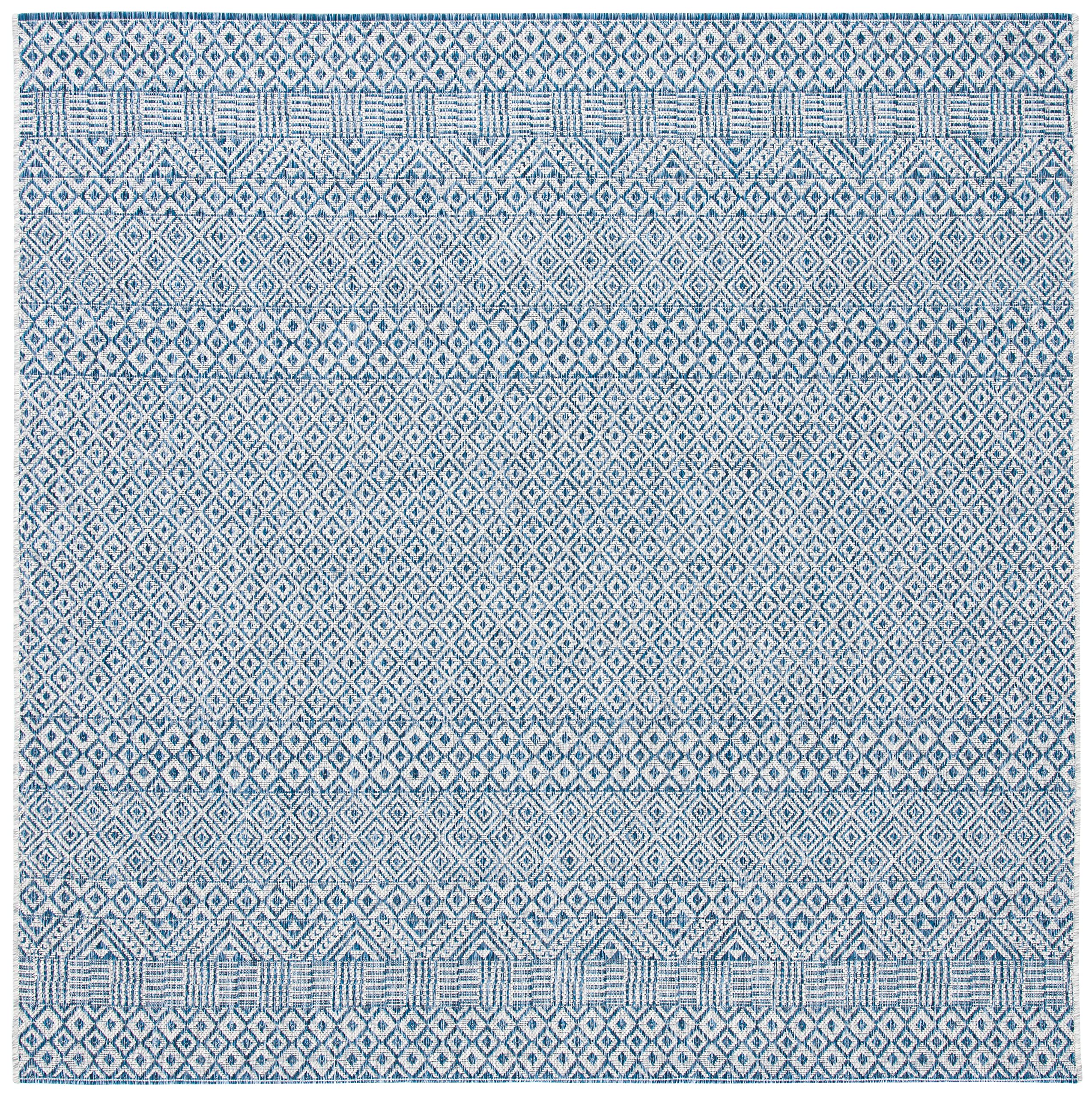 SAFAVIEH Courtyard Collection 4 Square Grey/Blue CY8235 Indoor/ Outside Waterproof Easy cleansingPatio Backyard Mudroom Area Ma