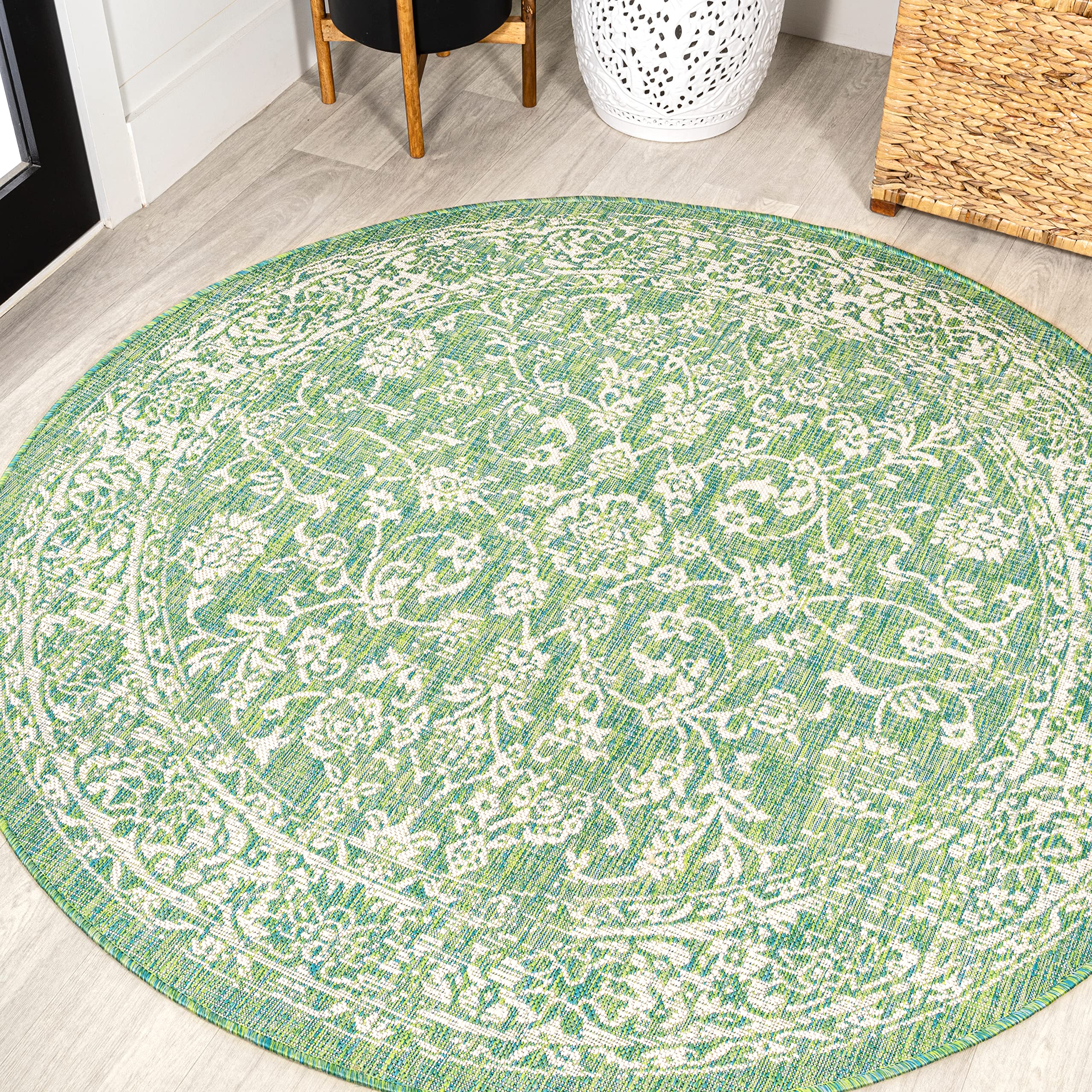 JONATHAN Y SMB100F-5R Tela Bohemian Textured Weave Floral Indoor Outdoor Area Rug, Coastal Vintage Rustic Easy Cleaning,Bedroom,