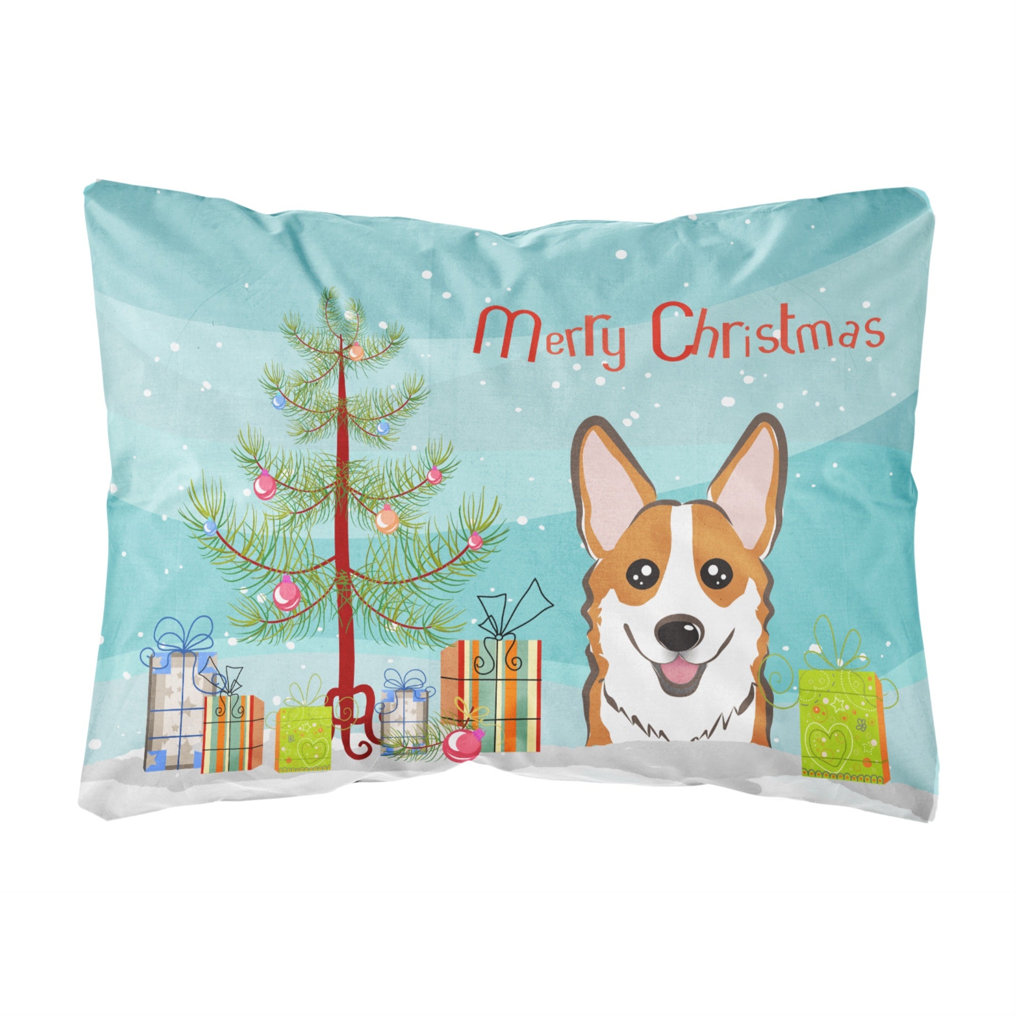 Carolines Treasures BB1626PW1216 Christmas Tree & Red Corgi Fabric Decorative Pillow, Large, Multicolor