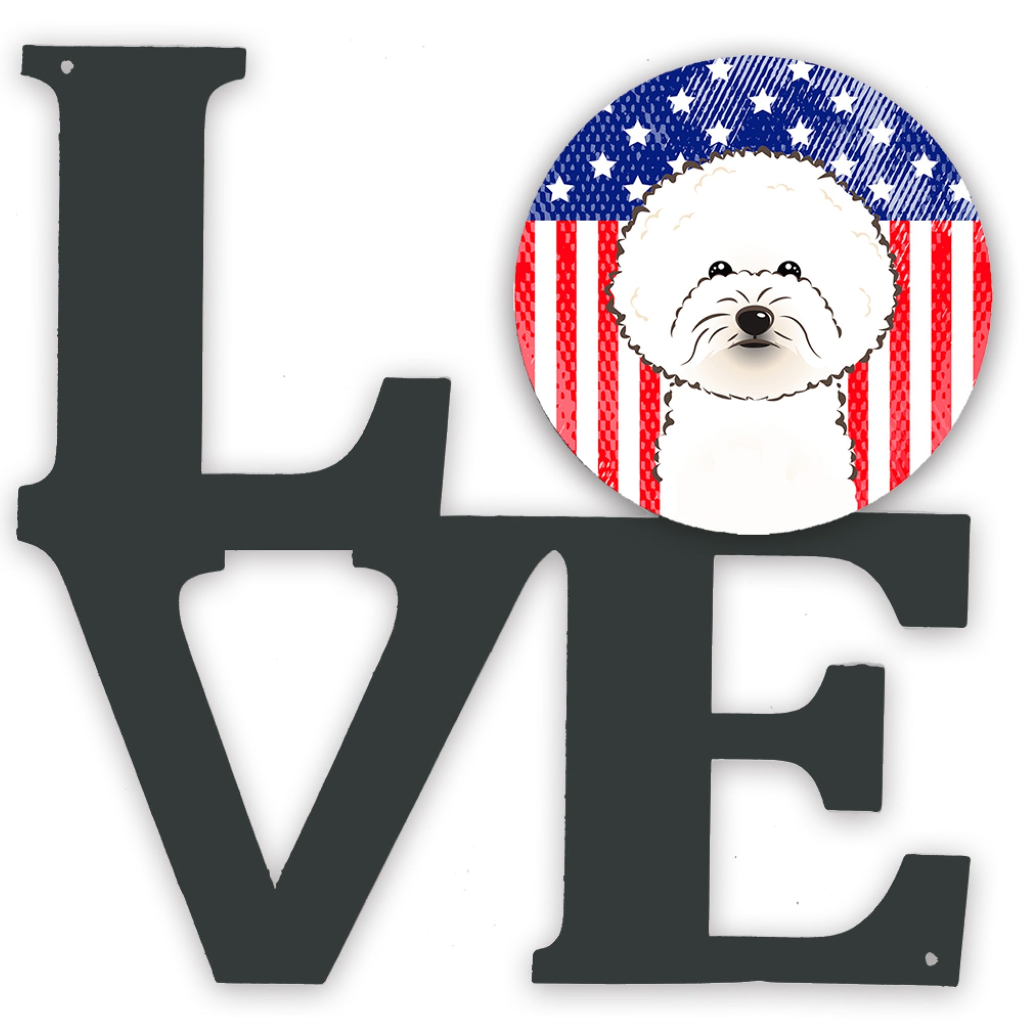 Carolines Treasures American Flag and Bichon Frise Metal Artwork Love wall-decor, Multicolor