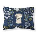 Blue Flowers Yellow Labrador Fabric Standard Pillowcase