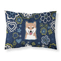 Blue Flowers Shiba Inu Fabric Standard Pillowcase