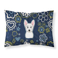 Blue Flowers Westie Fabric Standard Pillowcase
