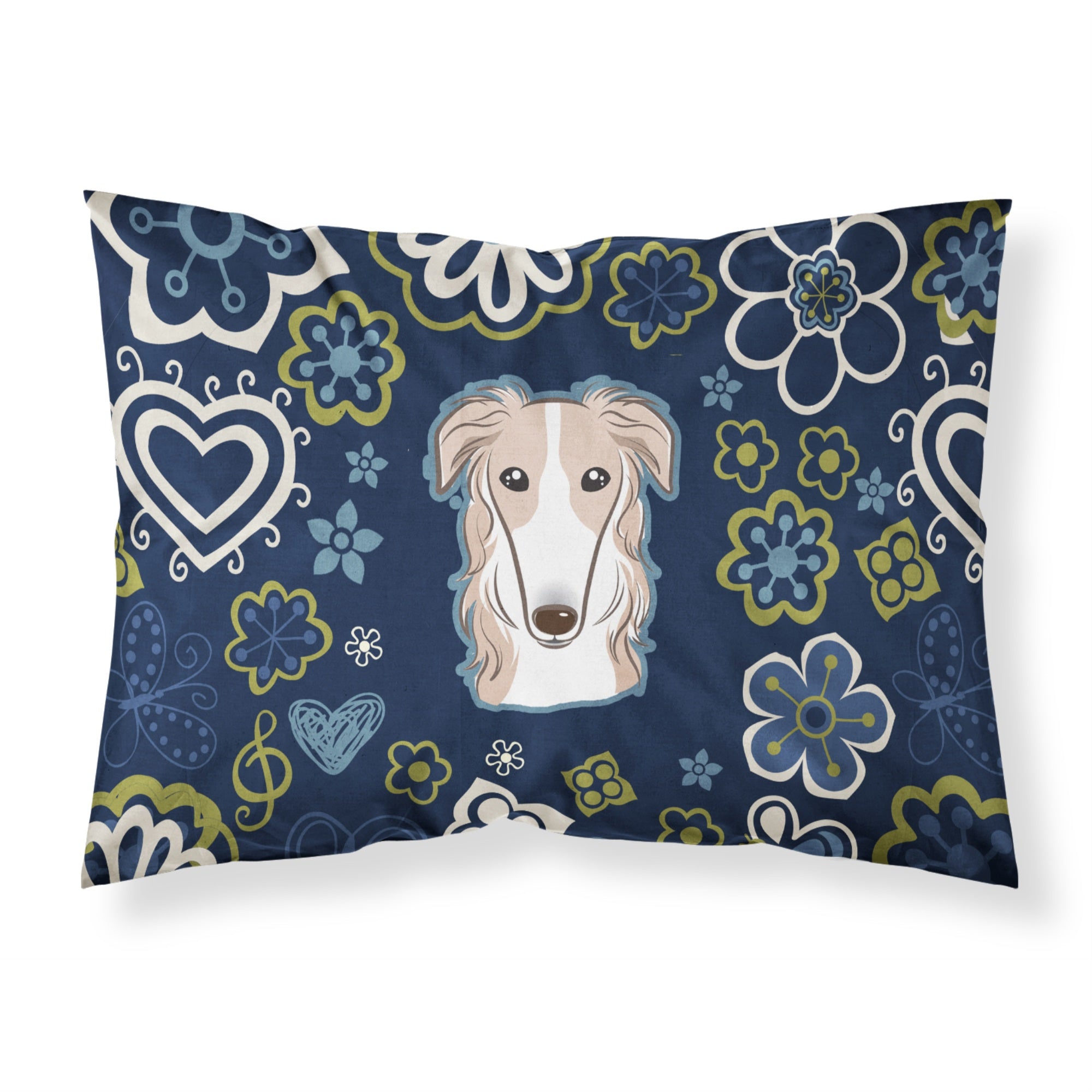 Blue Flowers Borzoi Fabric Standard Pillowcase