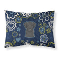 Blue Flowers Black Labrador Fabric Standard Pillowcase